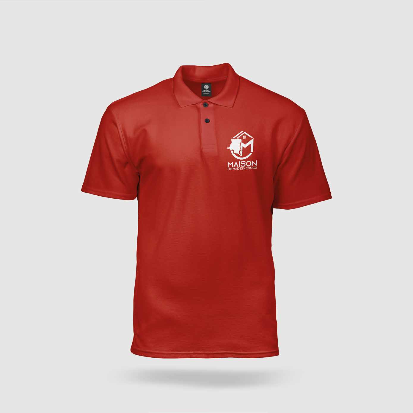 Polo rouge brodé du logo en blanc